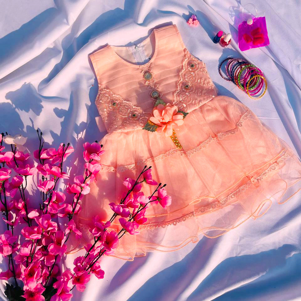 Floral Embroidered Dress with Matching Accessories for Toddler Girls