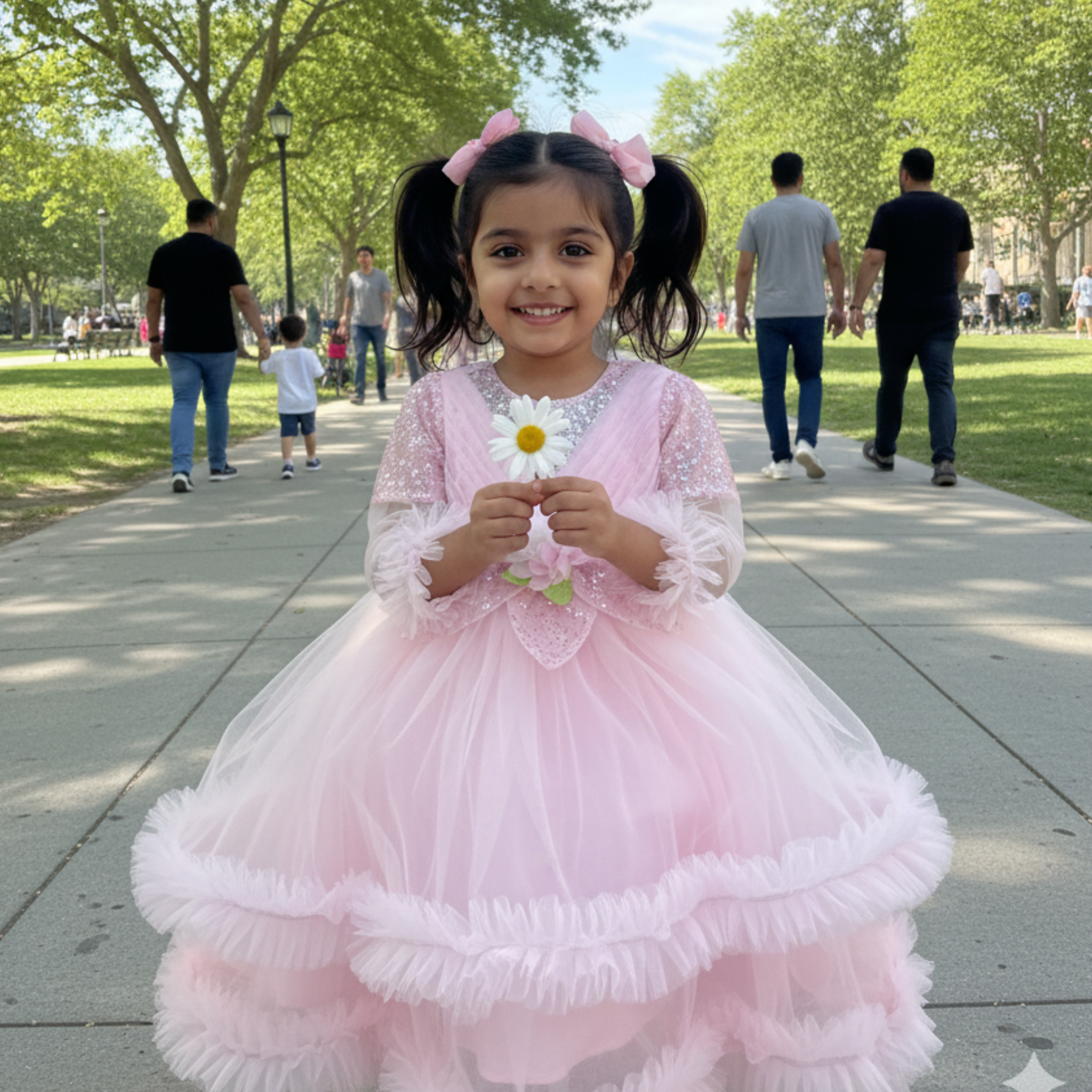 Pink Princess Boutique Frock for Girls â Sparkling Party Dress with Floral AppliquÃ© & Ruffled Tulle