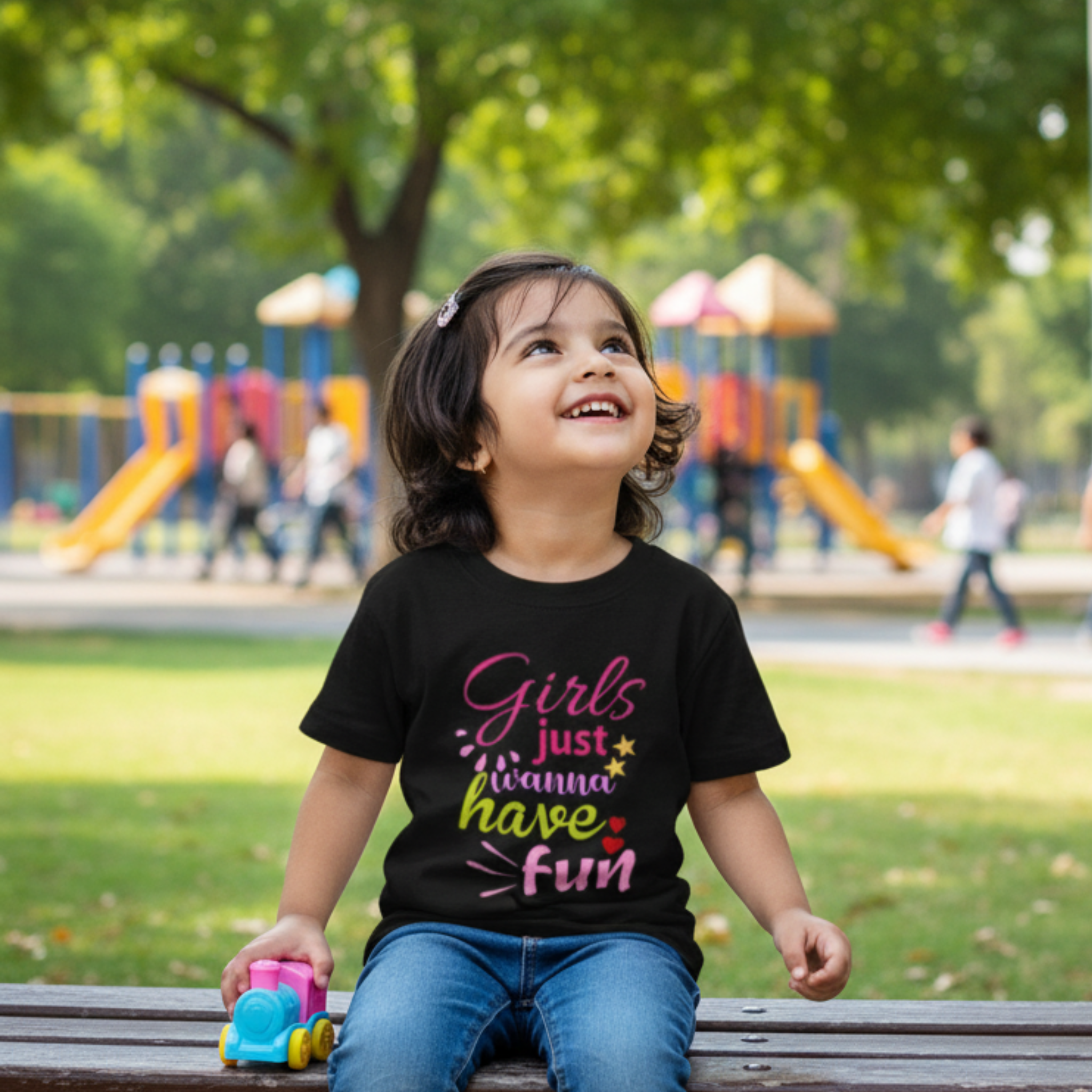 âGirls Just Wanna Have Funâ T-shirt for Girls â Fun & Colorful Casual Tee with Bold Graphic Print