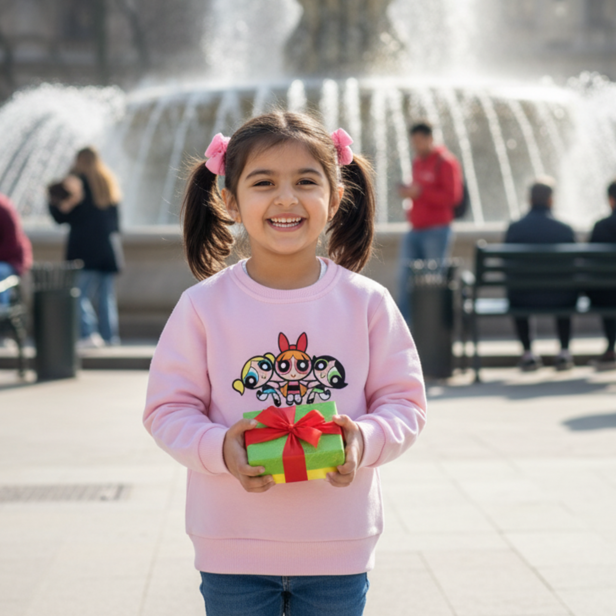 Powerpuff Girls Sweatshirt Frock for Girls â Cozy & Playful Hoodie Dress with Fun Cartoon Print