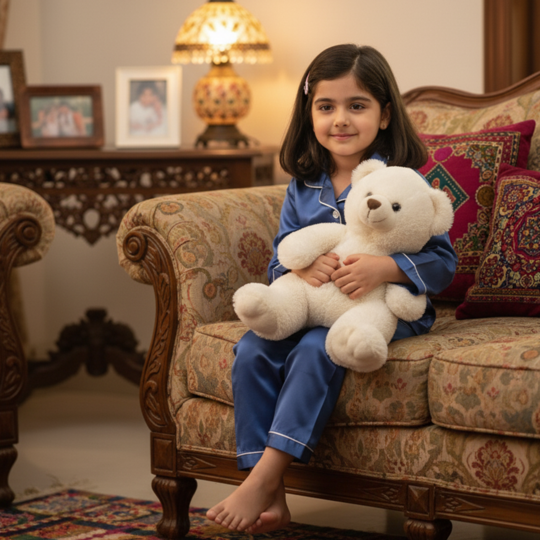 Satin Pajama Set for Girls â Elegant & Comfortable Sleepwear with Buttoned Top and Elastic Waist Pants