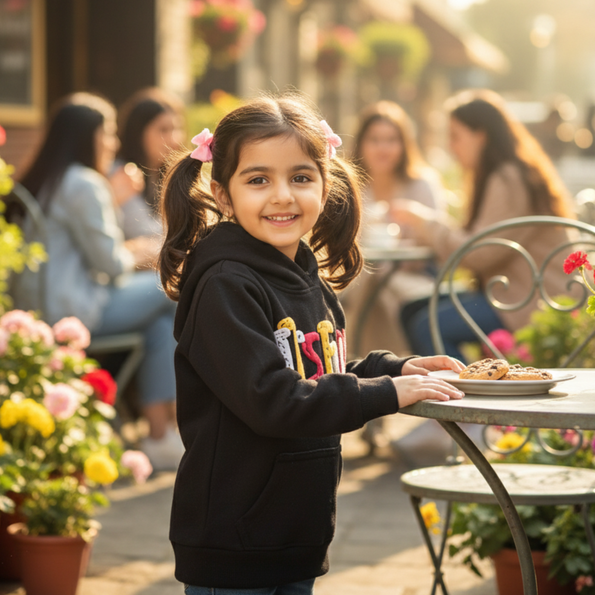 "It's Fun Time" Sweatshirt Frock for Girls â Cozy & Colorful Hoodie Dress with Bold Graphic Print