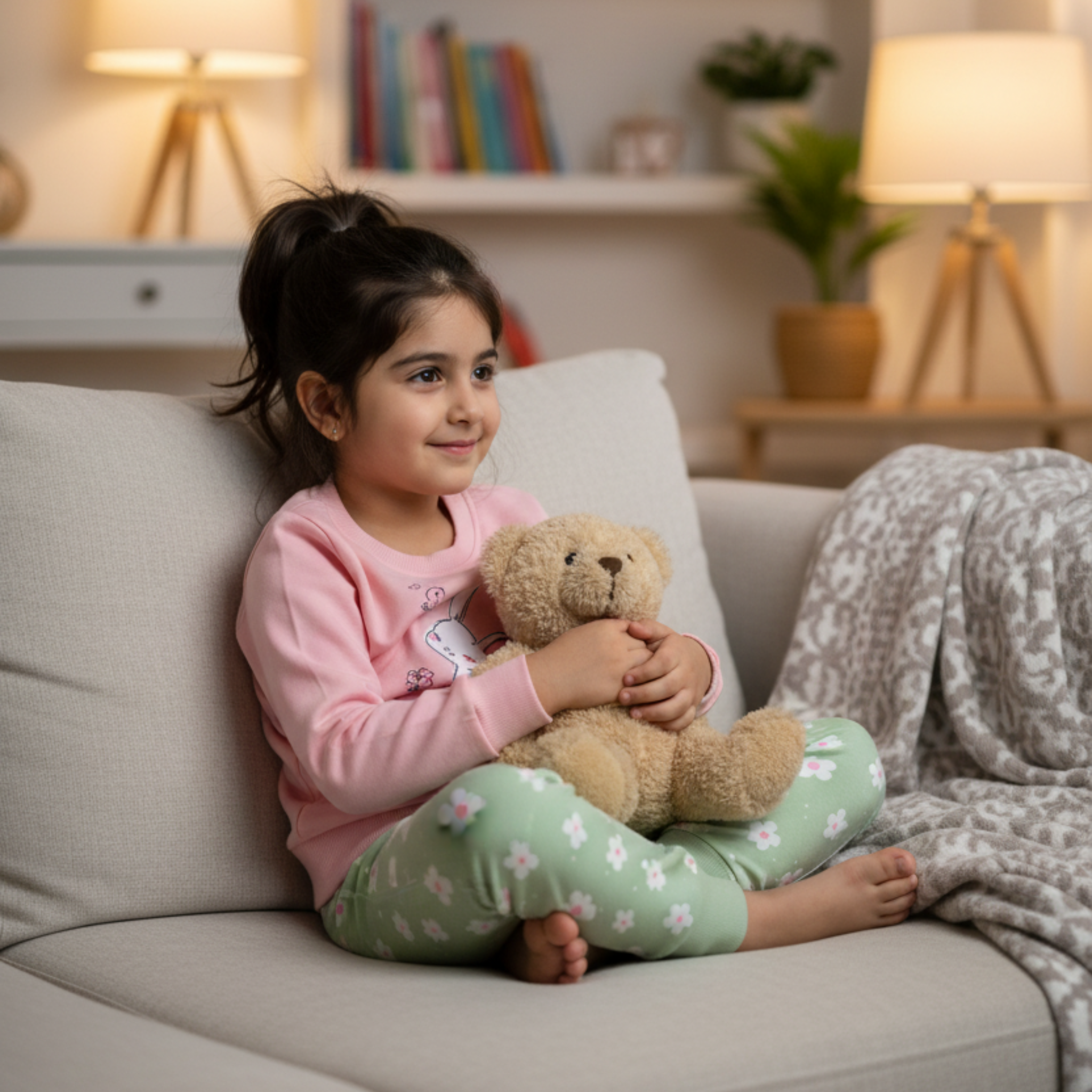 Bunny Graphic Pajama Set for Girls â Cute & Cozy Sleepwear with Floral Pants