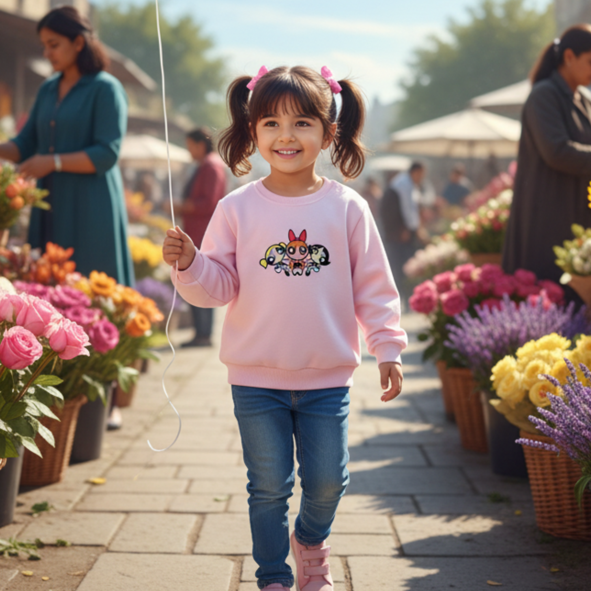 Powerpuff Girls Sweatshirt Frock for Girls â Cozy & Playful Hoodie Dress with Fun Cartoon Print