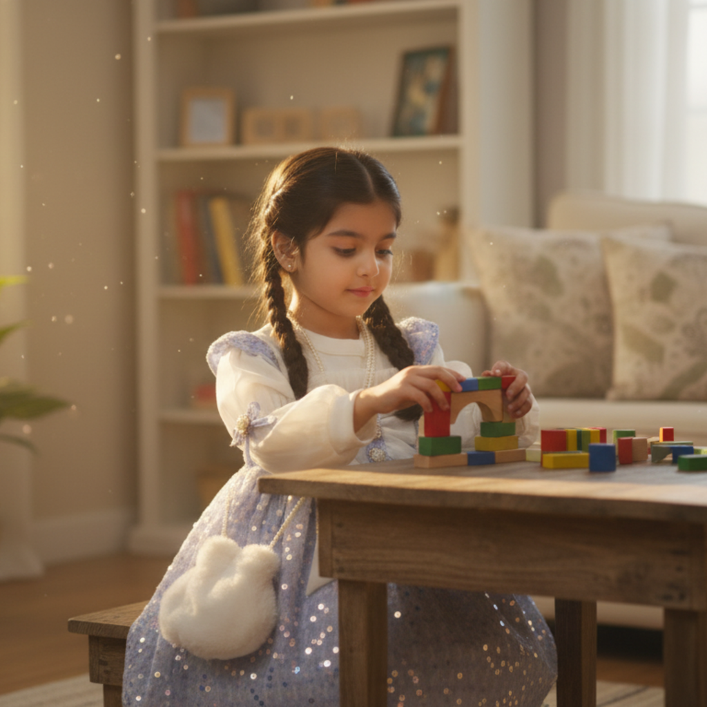 Lavender Princess Frock for Girls â Elegant Party Dress with Sequin Details & Puff Sleeves