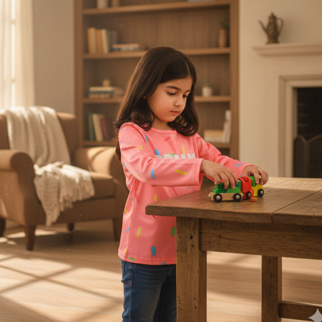 Pink âDREAMSâ T-shirt Frock for Girls â Fun & Colorful Play Dress with Sprinkles Design