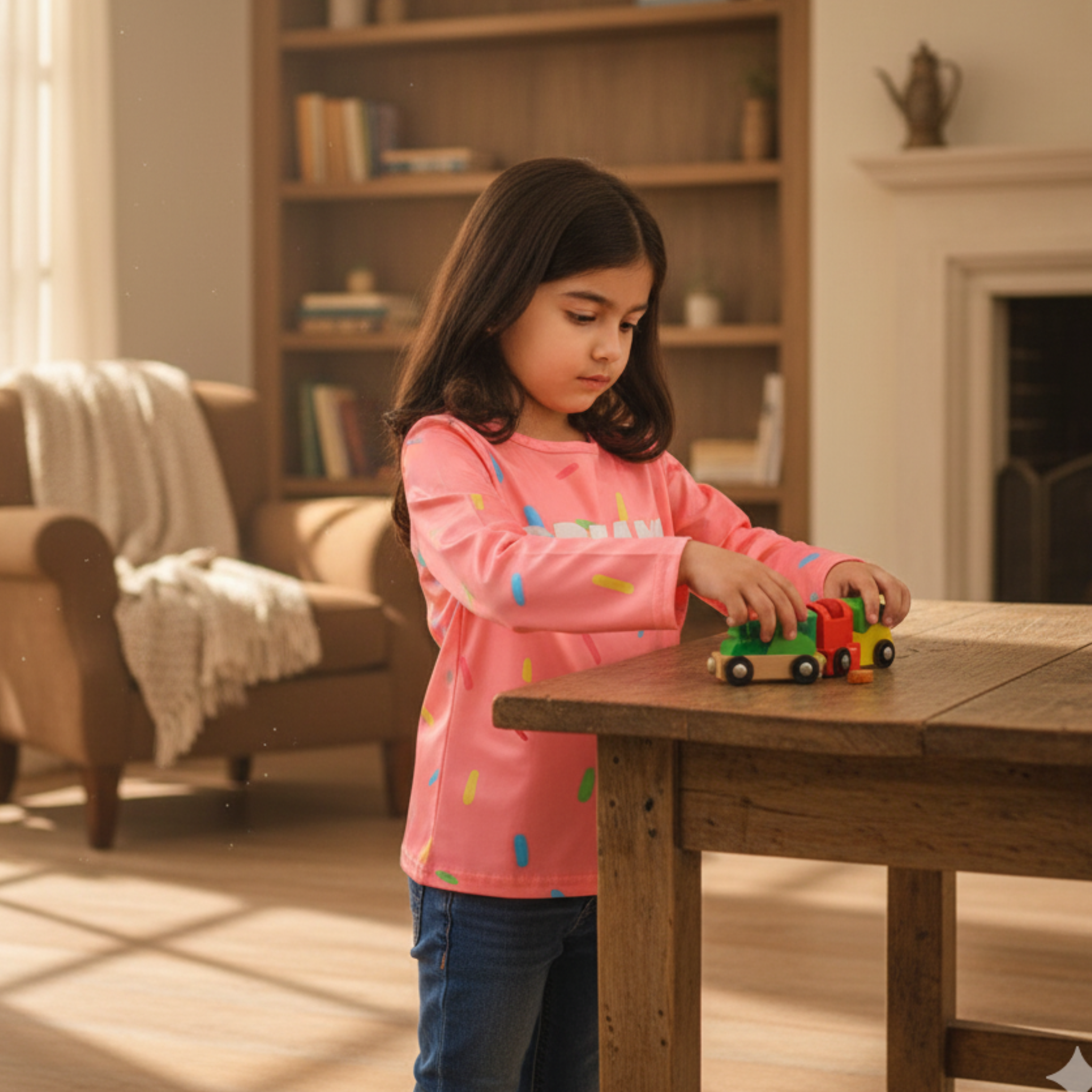 Pink âDREAMSâ T-shirt Frock for Girls â Fun & Colorful Play Dress with Sprinkles Design