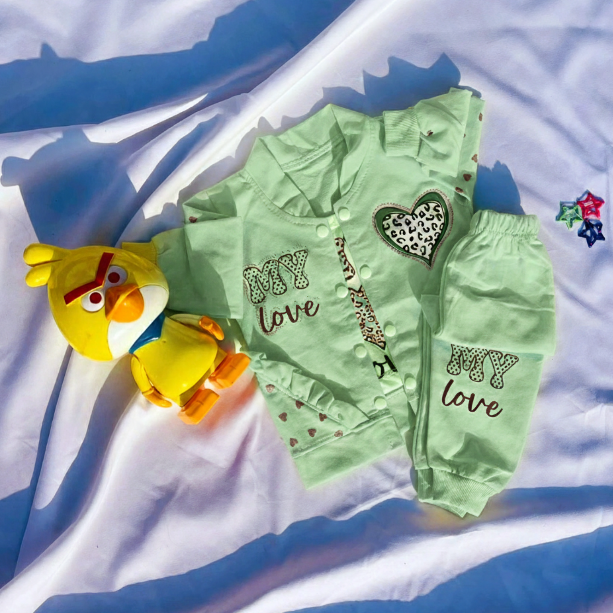 Heart-Print Winter Set with Pants for Toddler Girls