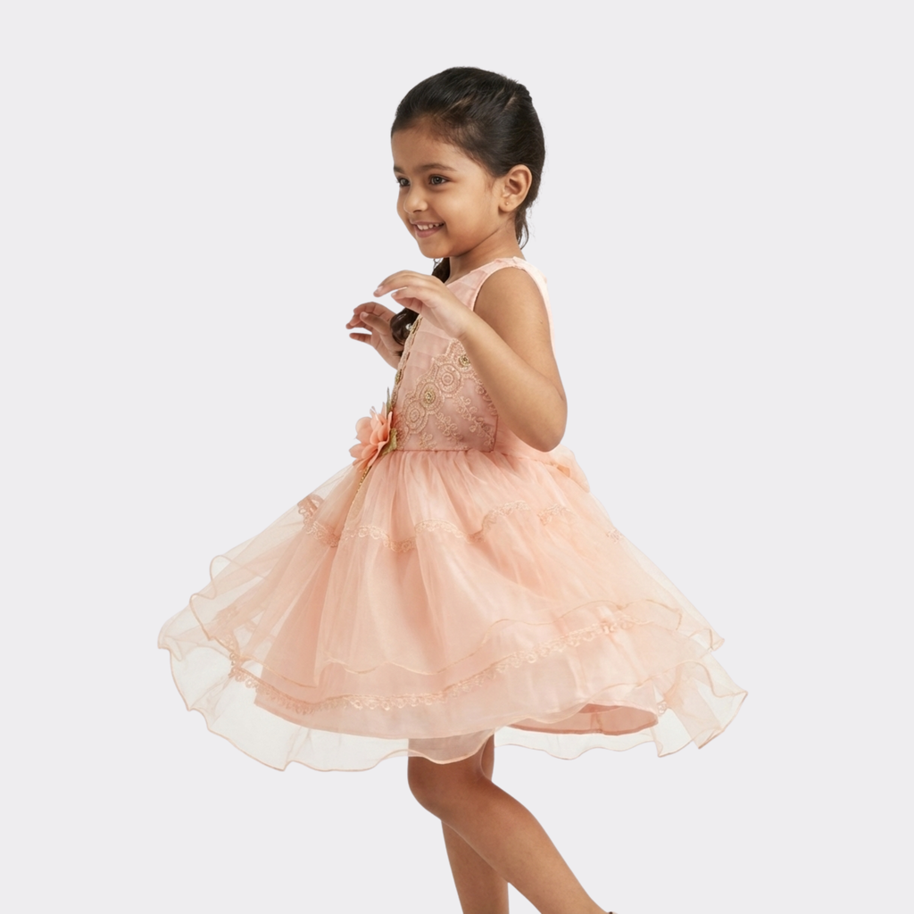 Floral Embroidered Dress with Matching Accessories for Toddler Girls